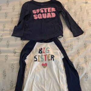 Navy and White Sister Squad Kids Shirt Set